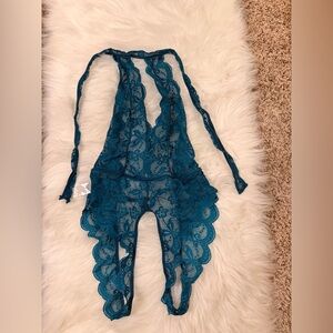Teal Lace Halter Bodysuit